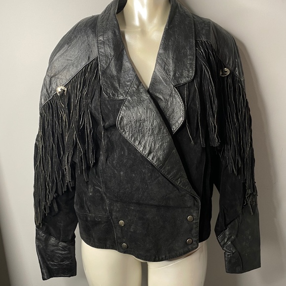 Leather & Suede Fringe Jacket - Picture 1 of 2